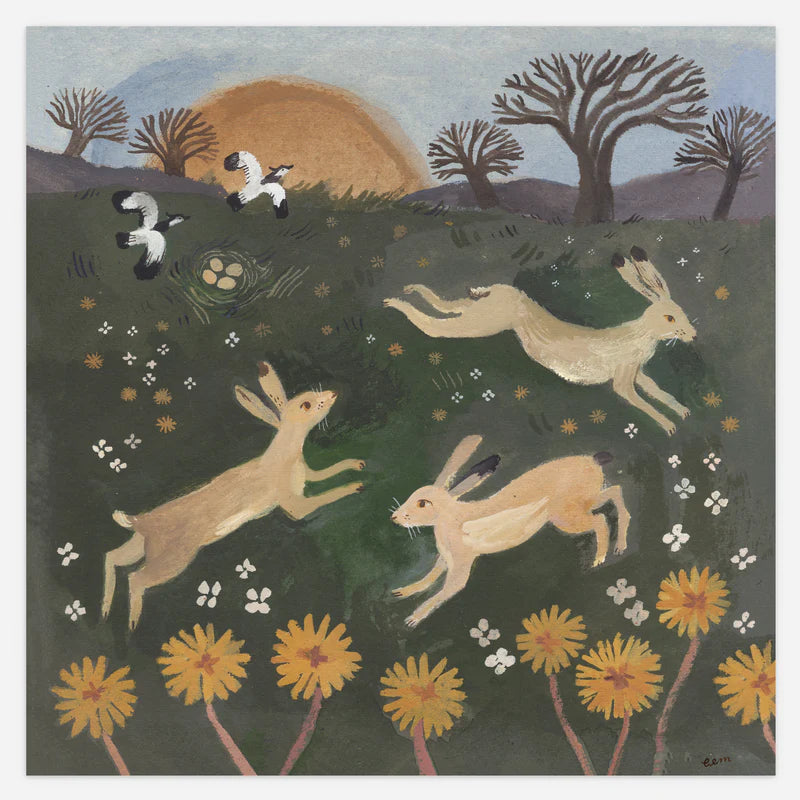 Hares and Lapwings Print
