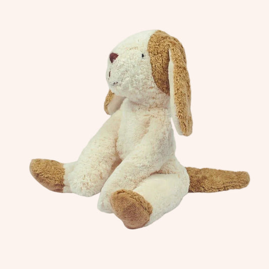 Organic Cotton Floppy Dog Small - White & Beige