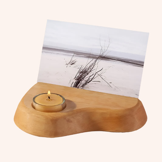 Photo, Postcard Holder w/ Beeswax Tealight Candle