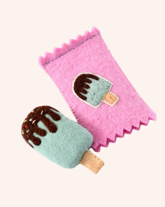 Felt Mint Ice Cream Popsicle Toy with Wrapper