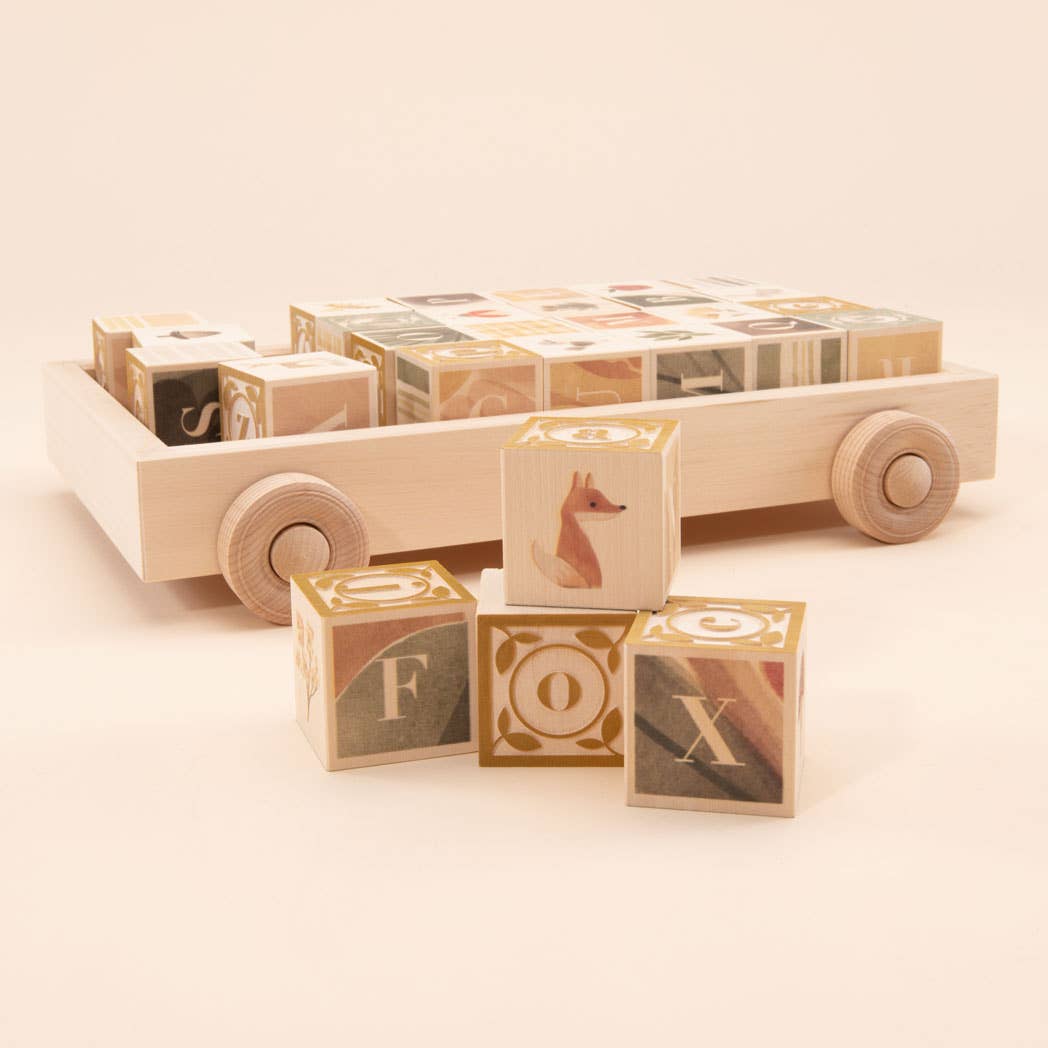 Watercolor ABC Blocks with Wagon