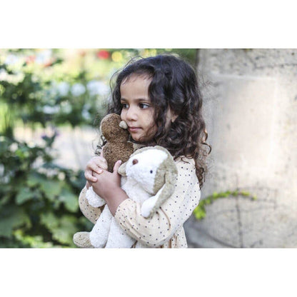 Organic Cotton Floppy Dog Small - White & Beige