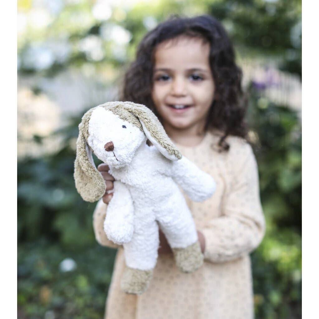 Organic Cotton Floppy Dog Small - White & Beige