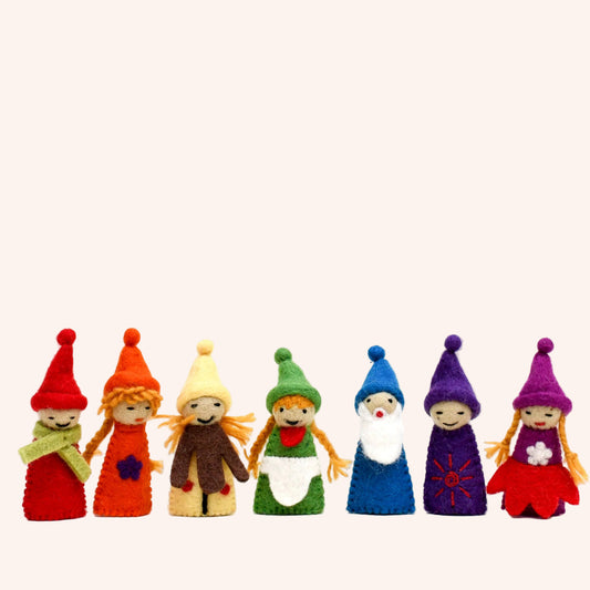 Rainbow Colourful Gnomes Finger Puppet Set